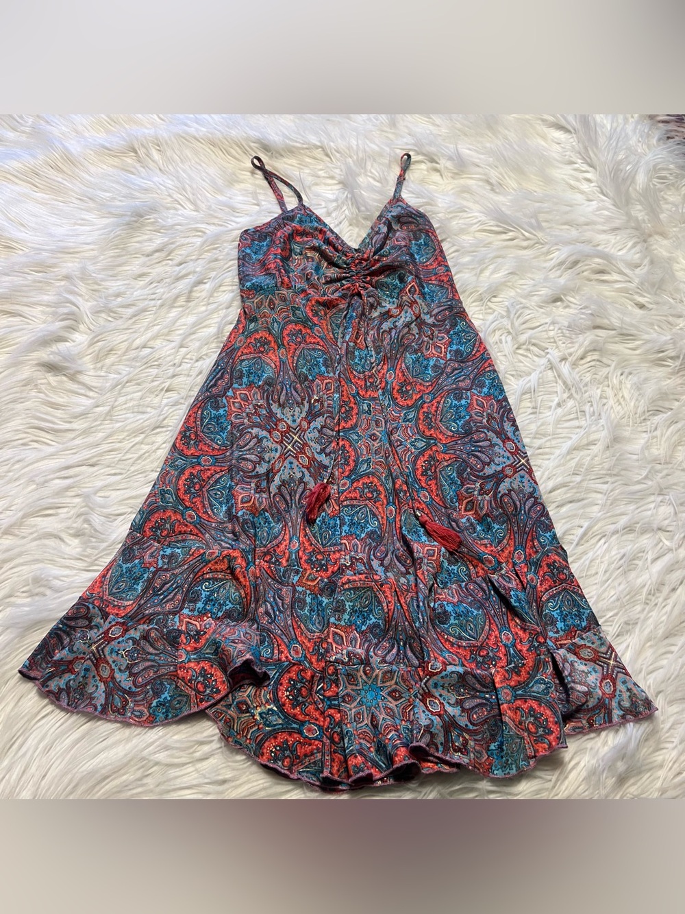 Karma Highway Paisley Print Sundress in Turquoise & Coral